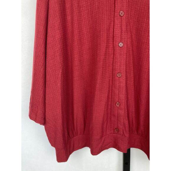 Torrid Textured Jersey V-Neck Button Down Dolman Sleeve Top 3X Dark Red V Neck - Picture 7 of 15
